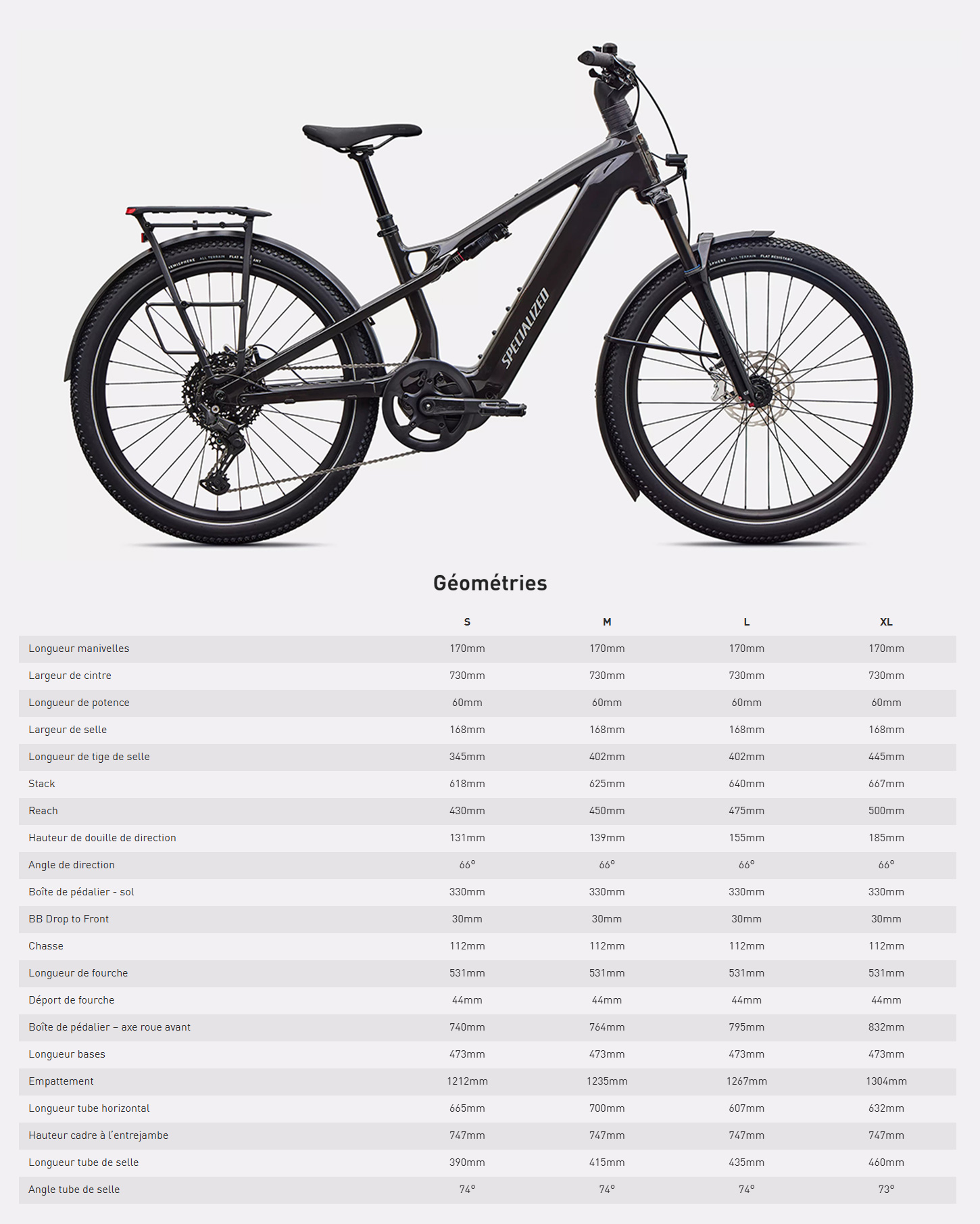 Guide de taille du vélo électrique Turbo Vado 3 X 4.0 année 2027